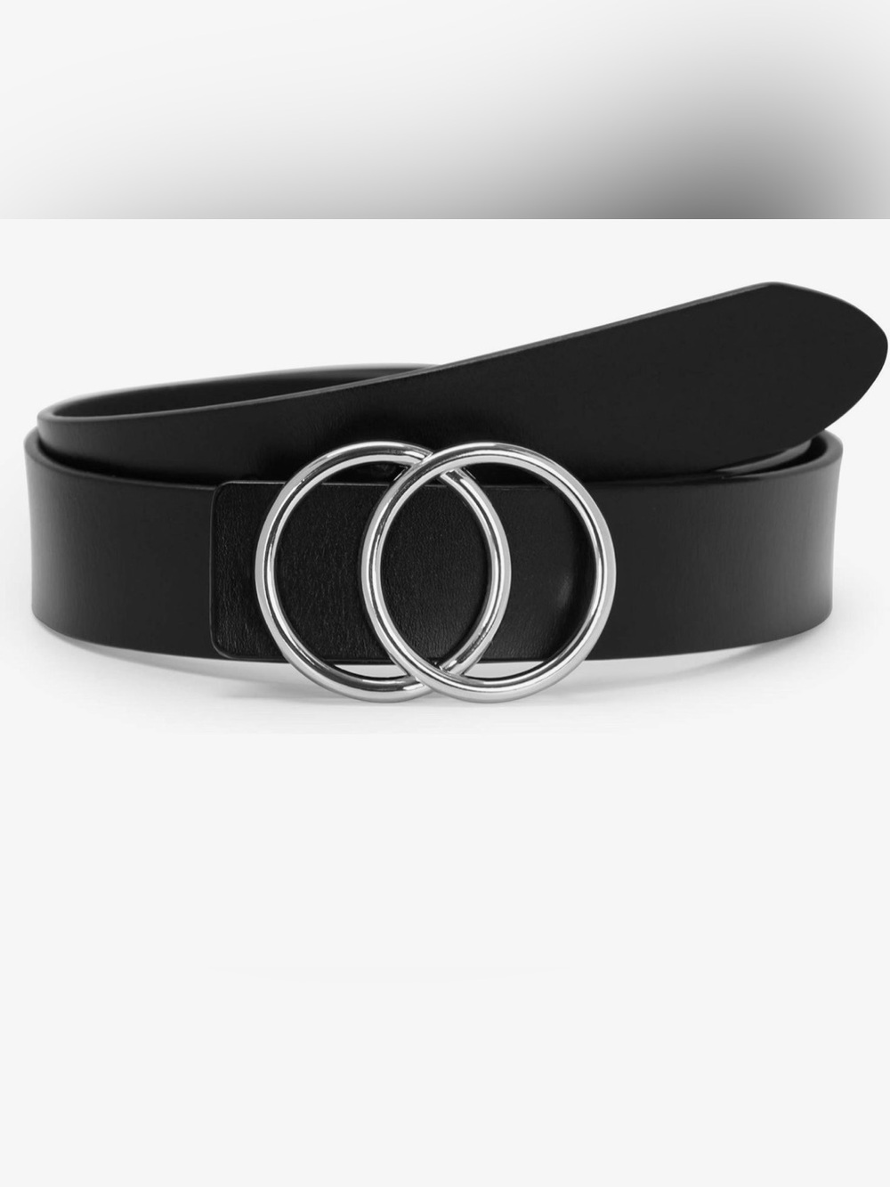 Black Double O-Ring Belt Silver Buckle Women's
Adjustable Fashion Belt
